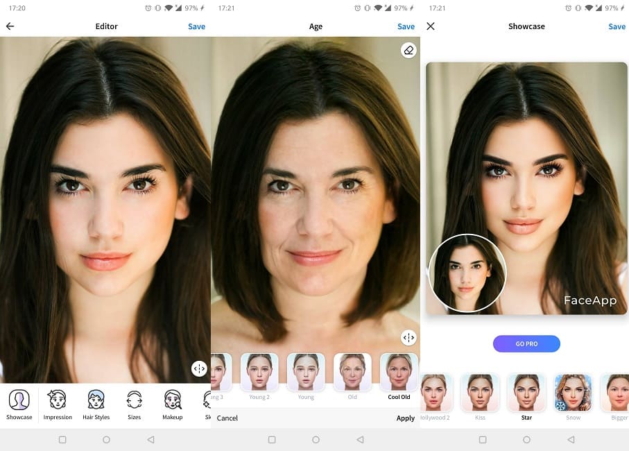 Meilleures applications d'échange de visage Android Faceapp