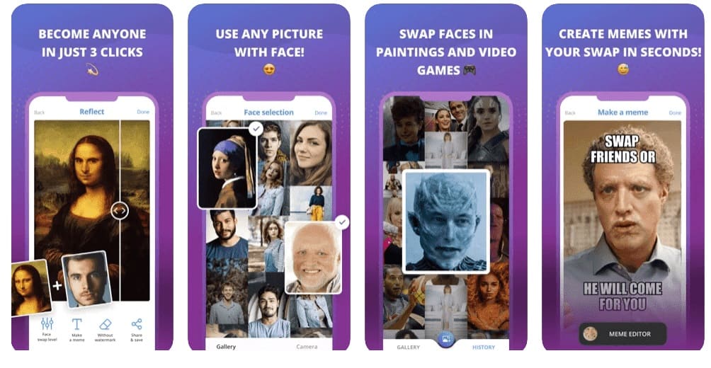 Meilleures applications d'échange de visages Ios Reflect