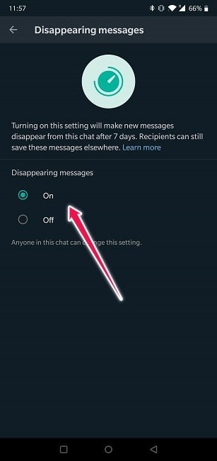 Comment envoyer des messages disparaissants Android Whatsapp Activer la fonctionnalité