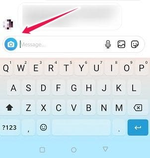 Comment envoyer des messages qui disparaissent Android Instagram Blue Camera Button