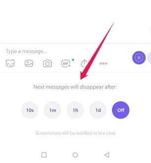 Comment envoyer des messages disparaissants Android Viber Activer l'option