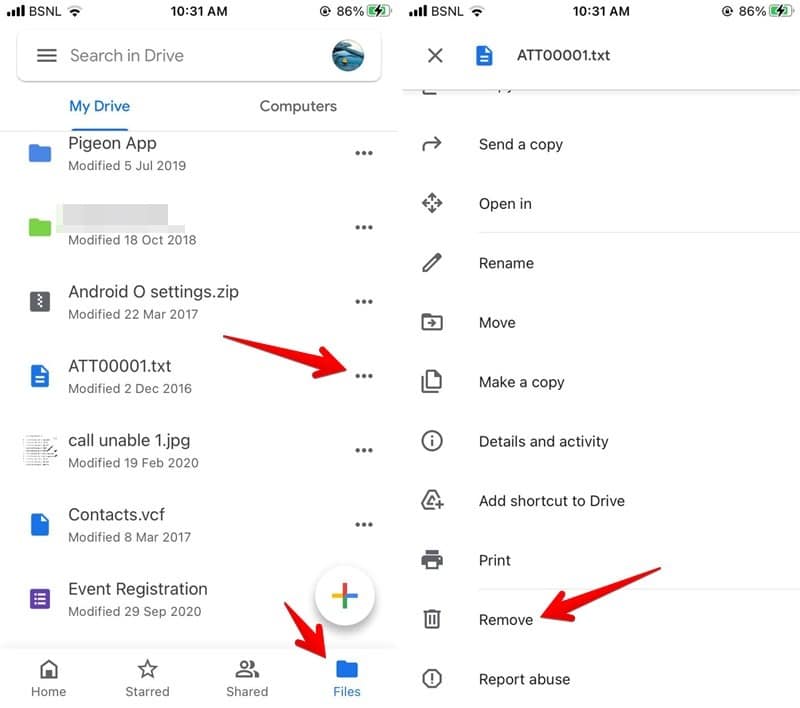 Google Drive Supprimer le fichier du mobile