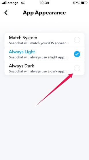 Comment faire pour que Snapchat Ios en mode sombre soit toujours sombre