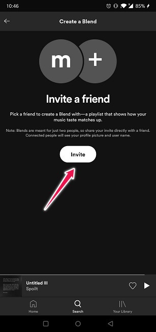 Comment créer une liste de lecture Spotify Blend Appuyez sur Inviter