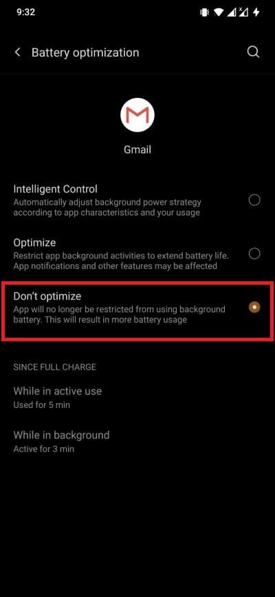 Ne pas optimiser les applications Android