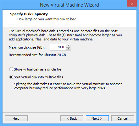 vmware-player-hard-disk-space