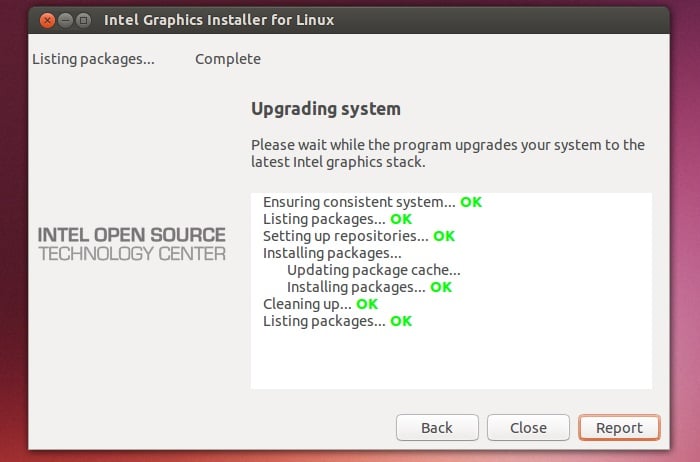Intel Graphics Installer pour Linux - mise à niveau