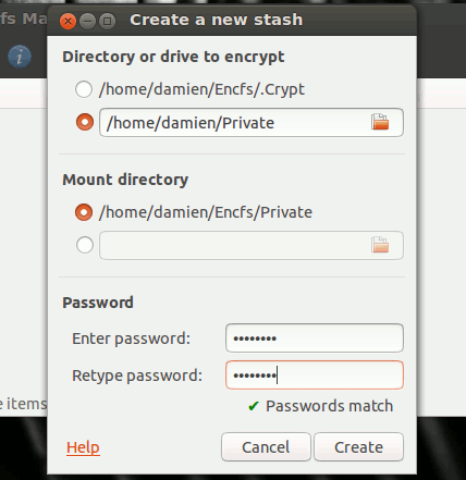 Options pour créer un répertoire crypté dans Ubuntu