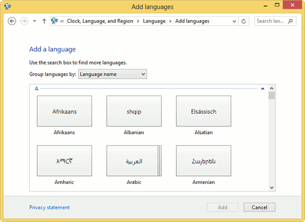 Ajout de modules linguistiques dans Windows 8