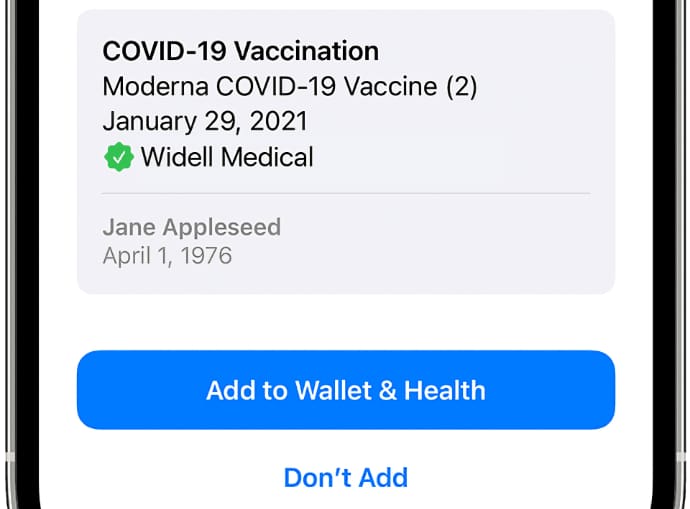 Configurer l'Id Médical Iphone Android Covid 19 Informations sur le vaccin