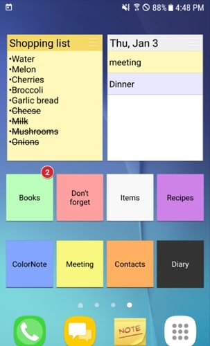 Meilleure application de liste d'épicerie Android Colornote