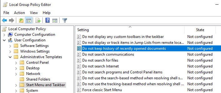 recent-items-win10-policy-setting