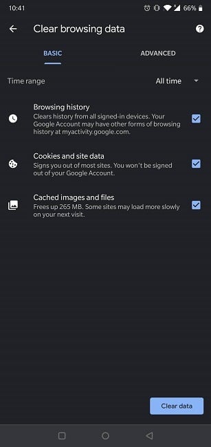 Effacer l'historique de navigation Web Android Chrome Effacer les données de navigation
