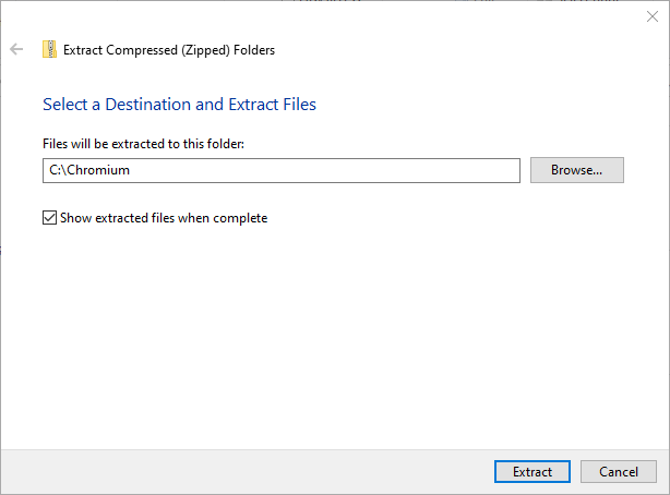 Installer l'extrait Chromium Windows 10
