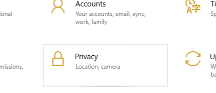 Paramètres de confidentialité de la webcam sous Windows 10